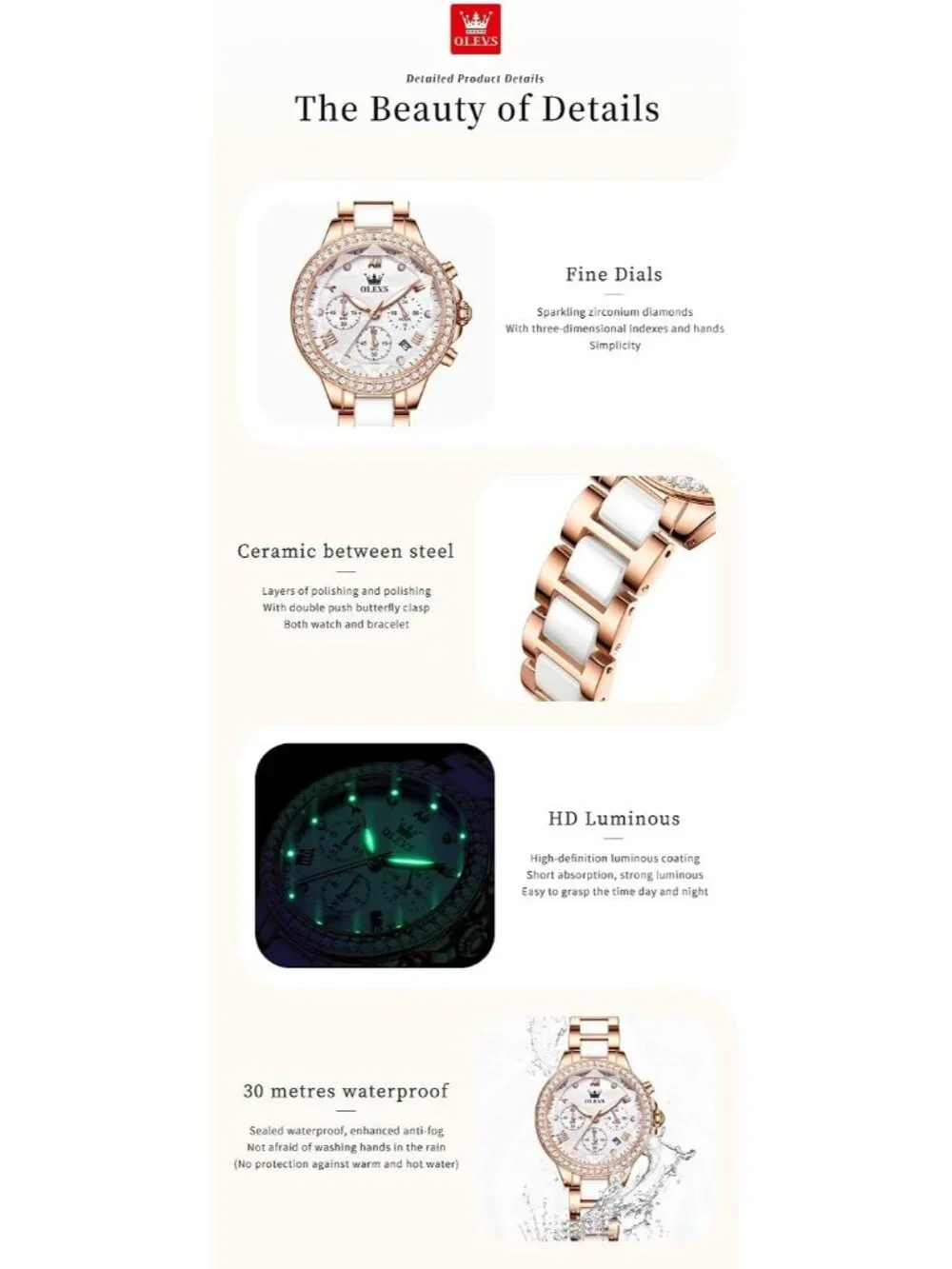 Women's White Set Shinning Elegant Luxury Necklaces & Bracelets Wrist Watches